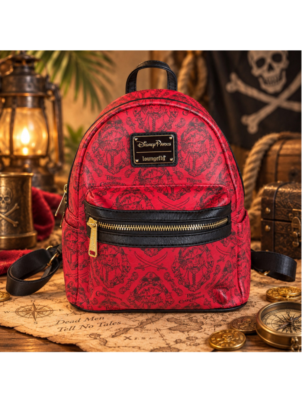 Disney Parks Loungefly Pirates of the Caribbean Red Mini Backpack Bag
